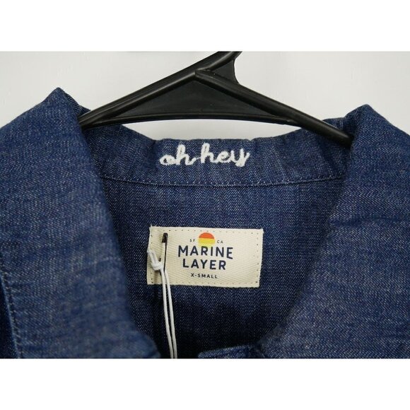 NWT Marine Layer Embroidered Cropped Jacket in Medium Indigo Stars Blue White XS - Picture 4 of 5
